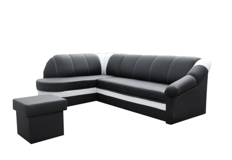 Rohová sedačka PETER, 250x85x180 cm, soft 011 black/soft 017 white, lavá - - 0