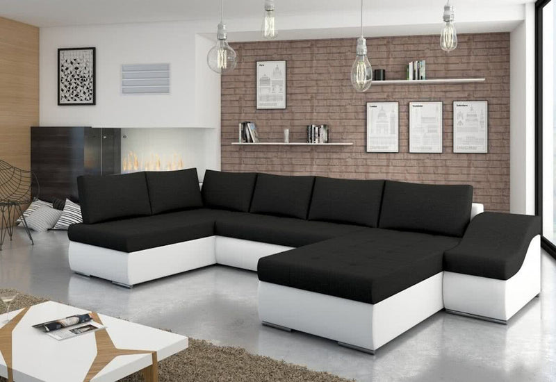 Rozkladacia sedacia súprava do U DON JON, 340x90x200 cm, sawana 14/soft 017 white - - 0