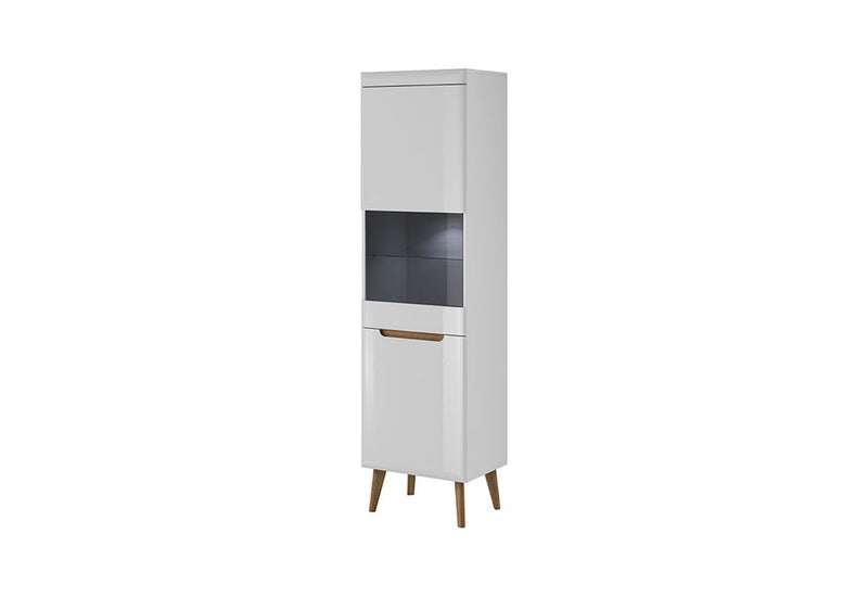 Vitrína GLUM NWT53, 53x197x40 cm, biely lesk/dub riviera - - 0