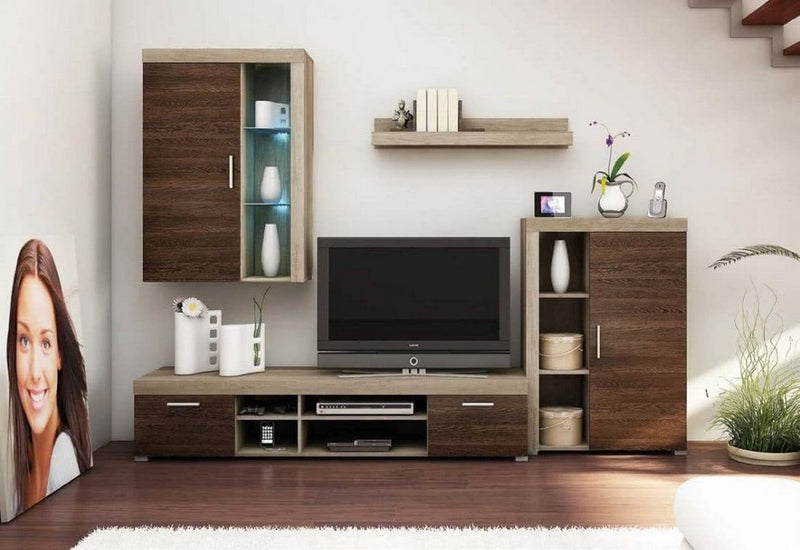 Obývacia stena TIMMY 2, 270x197x32-45 cm, counry šedý/arusha wenge - - 0
