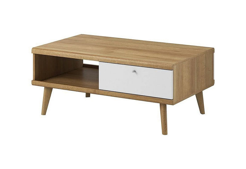 Konferenčný stolík PORT PL107, 107x46x67 cm, dub riviera/biela - - 0