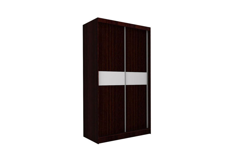 Skriňa s posuvnými dverami ALEXA, wenge/biele sklo, 150x216x61 - - 0