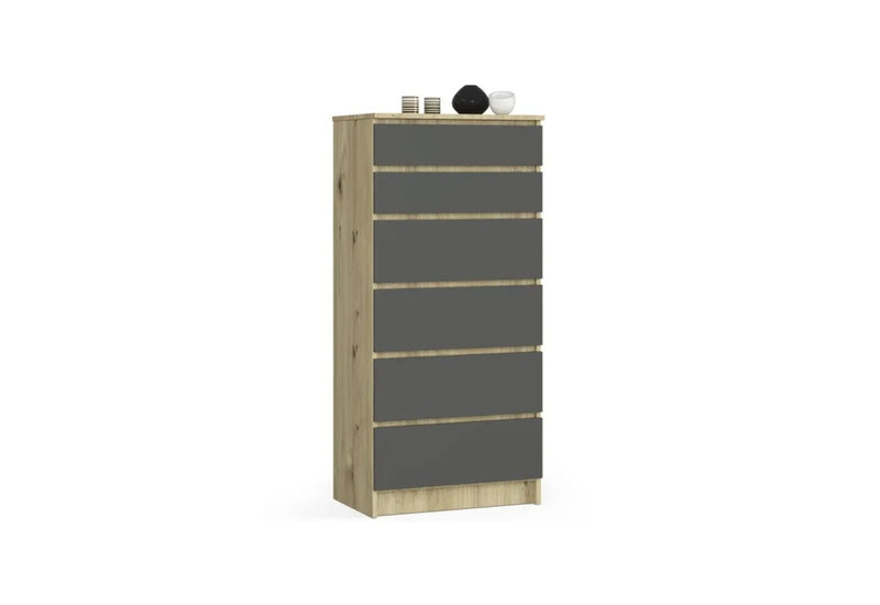 Komoda ARMARIA K60 6SZ, 60x130x40, dub artisan/grafit - - 0