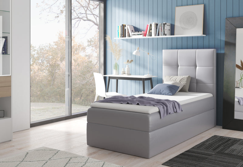 Čalúnená posteľ boxspring MANA 2 + topper, 80x200, sivá, ľavá - - 0