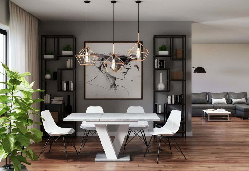 Rozkladací stolík BLOK, 120-160x75x80, bialy/betón - - 0
