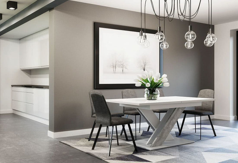 Rozkladací stolík RONY, 140-180x75x80, bialy/betón - - 0