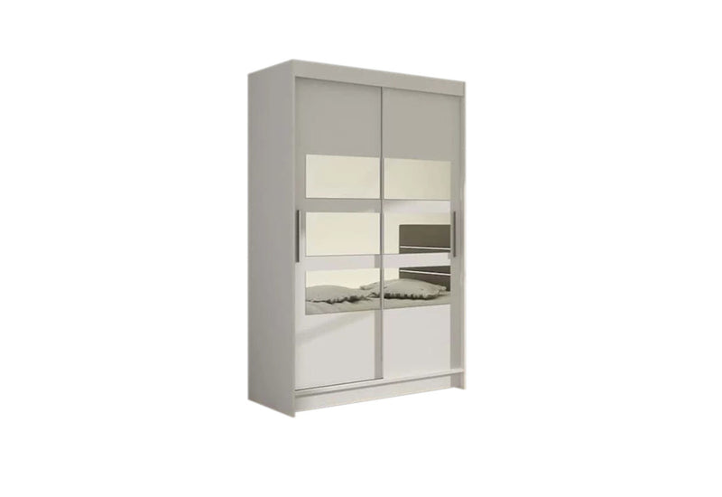Posuvná šatníková skriňa FLORIA V so zrkadlom, 120x200x58, biela mat - - 0