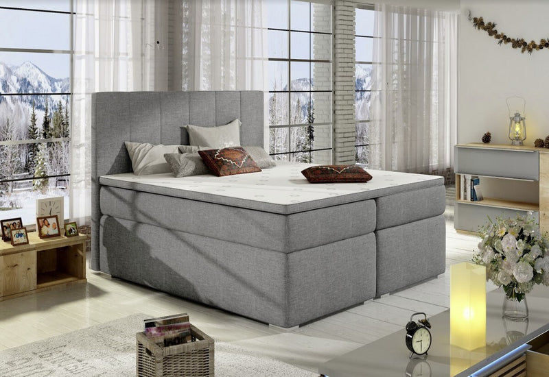 Čalúnená posteľ boxspring ELBA + topper, 140x200, sawana 21 - - 0