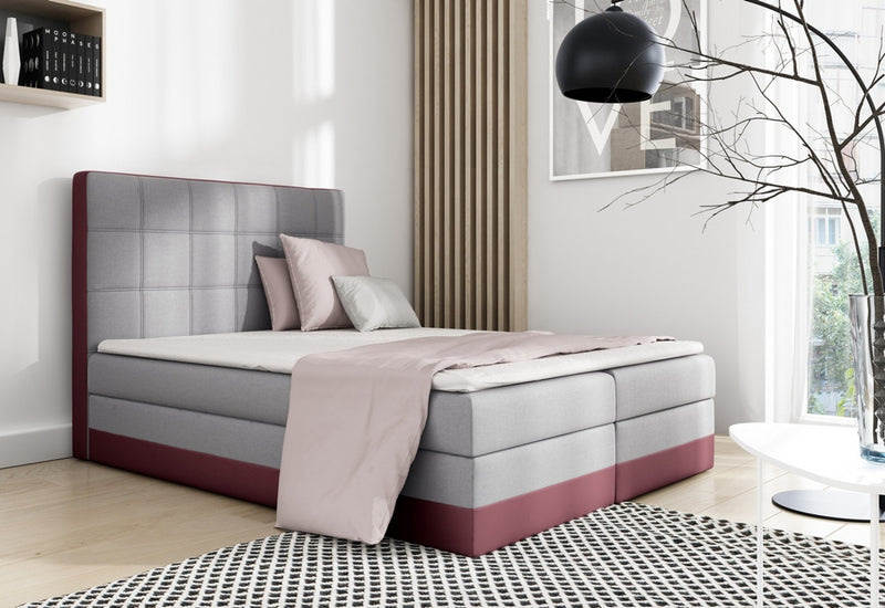 Čalúnená posteľ SAMANTA + topper, 120x200, sawana 21/soft 28 - - 0