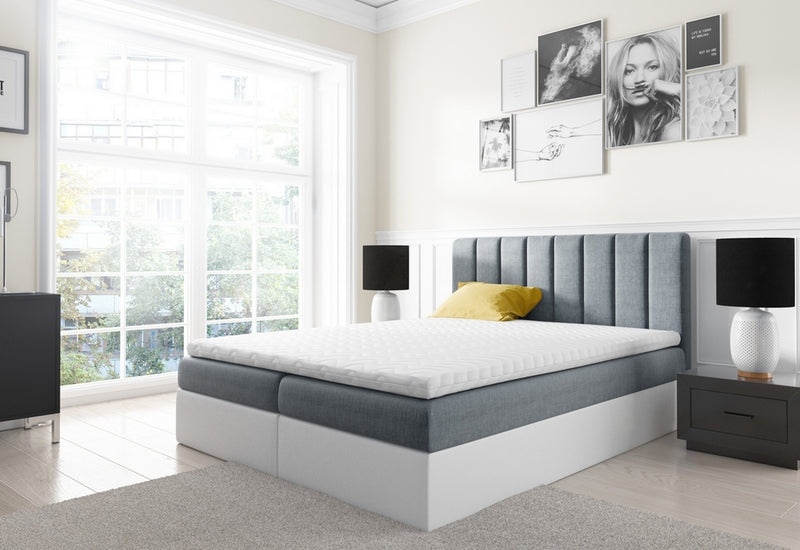 Čalúnená posteľ VIOLETA + topper, 120x200, inari 81/biela eko - - 0