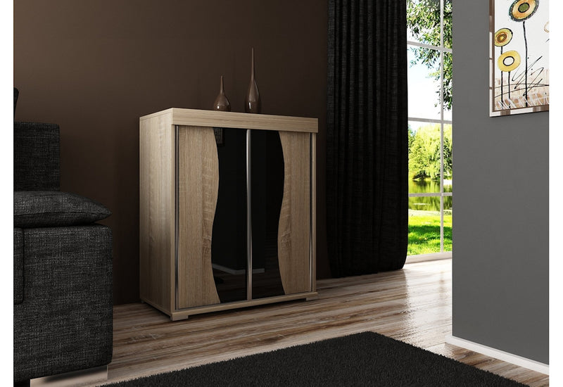 Komoda MADRID 2, 80x94x45, sonoma/zrkadlo - - 0