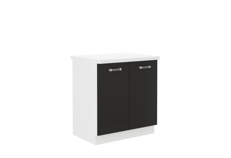 Kuchynská skrinka drezová s pracovnou doskou EPSILON 80 ZL 2F ZB, 80x82x60, čierna/biela - - 0