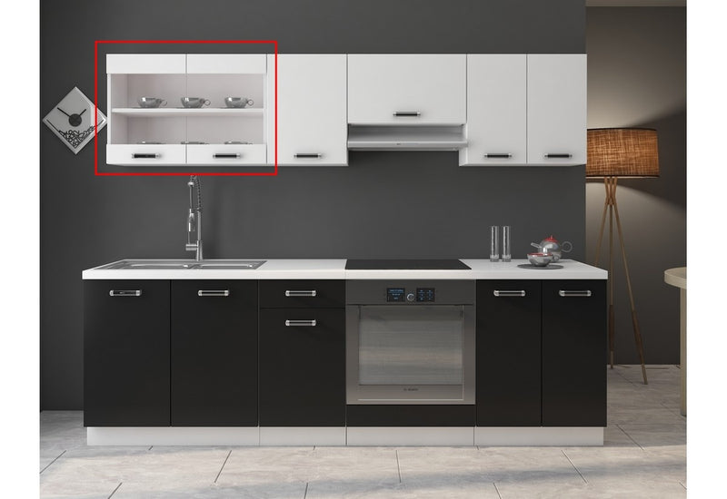 Kuchynská skrinka horná presklená EPSILON 80 GS-60 2F, 80x60x31, biela - - 0