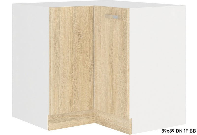 Kuchynská skrinka dolná rohová AVRIL 90x90 ND 2F BB, 90/90x82x52, biela/sonoma - - 0