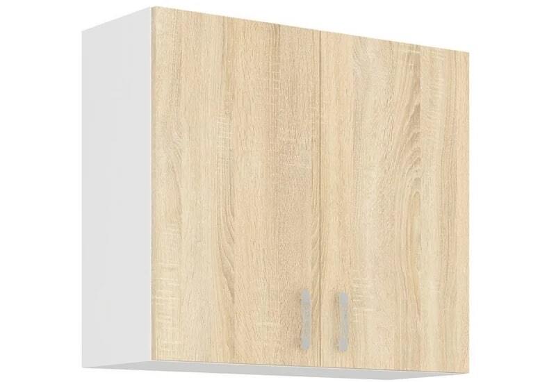 Kuchynská skrinka horná dvojdverová AVRIL 80 G-72 2F, 80x71,5x31, biela/sonoma - - 0