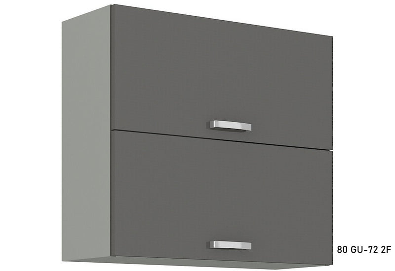 Kuchynská skrinka horná dvojdverová GRISS 80 GU-72 2F, 80x71,5x31, sivá/sivá lesk - - 0