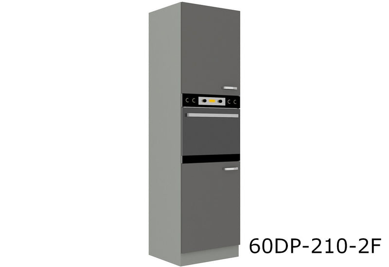 Kuchynská skrinka vstavaná vysoká GRISS 60 DP-210 2F, 60x210x57, šedá/sivá lesk - - 0