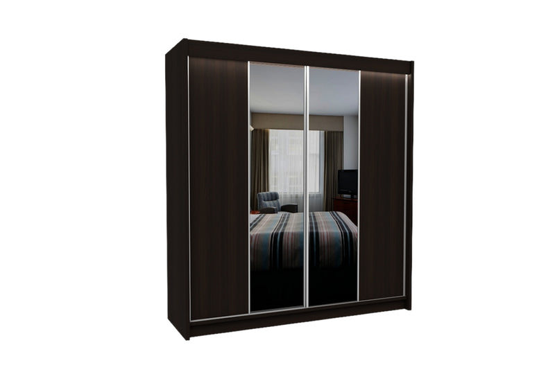 Skriňa s posuvnými devermi a zrkadlom TOMASO, 200x216x61, wenge - - 0