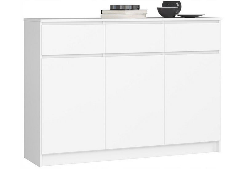 Komoda ARMARIA K140 3D3SZ, 138x99x40, biela - - 0