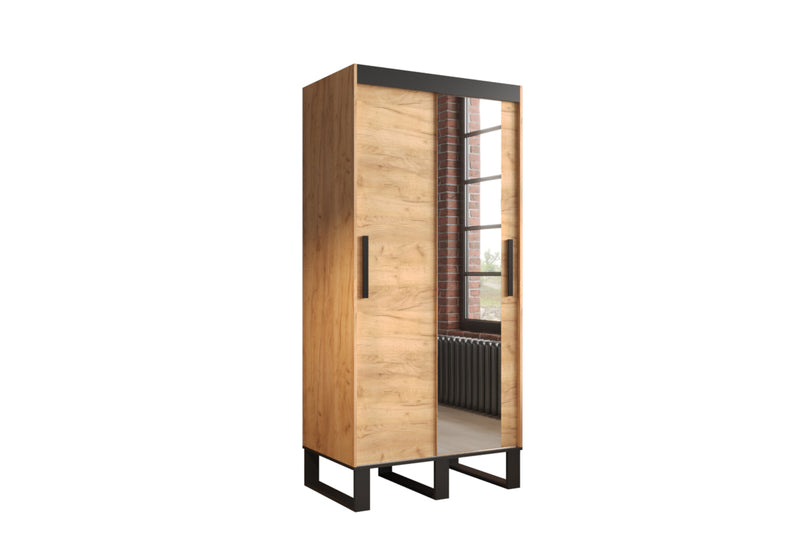 Posuvná skriňa LIFT T2 100, 100x212x62, dub kraft zlatý/čierna - - 0