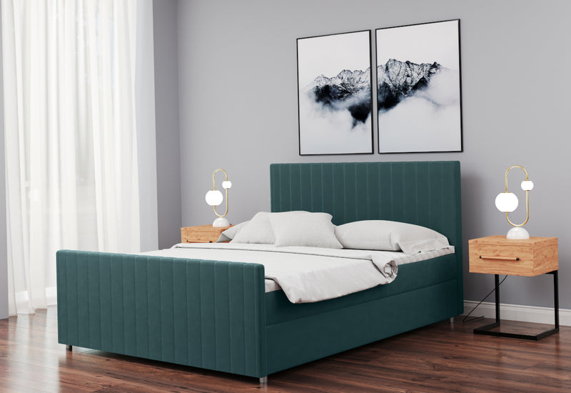 Čalúnená posteľ boxspring SANTINO + topper, 160x200, matt velvet 75 - - 0