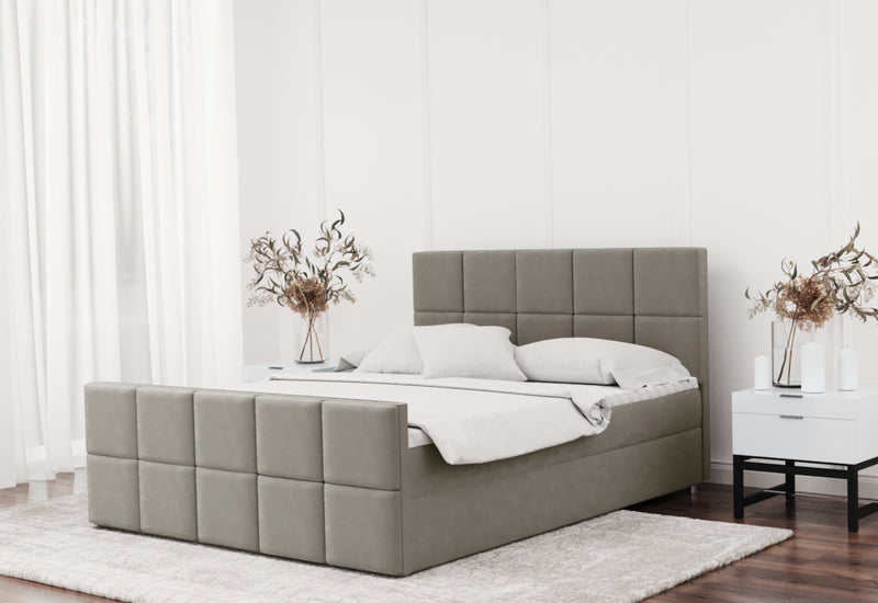 Čalúnená posteľ boxspring HANAMA + topper, 140x200, matt velvet 09 - - 0