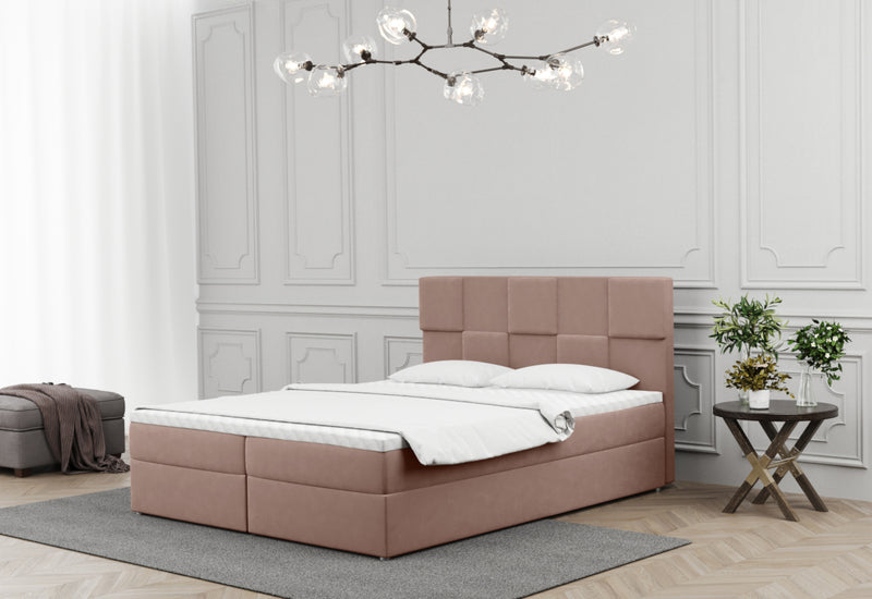 Čalúnená posteľ boxspring CHUCK + topper, 120x200, matt velvet 61 - - 0
