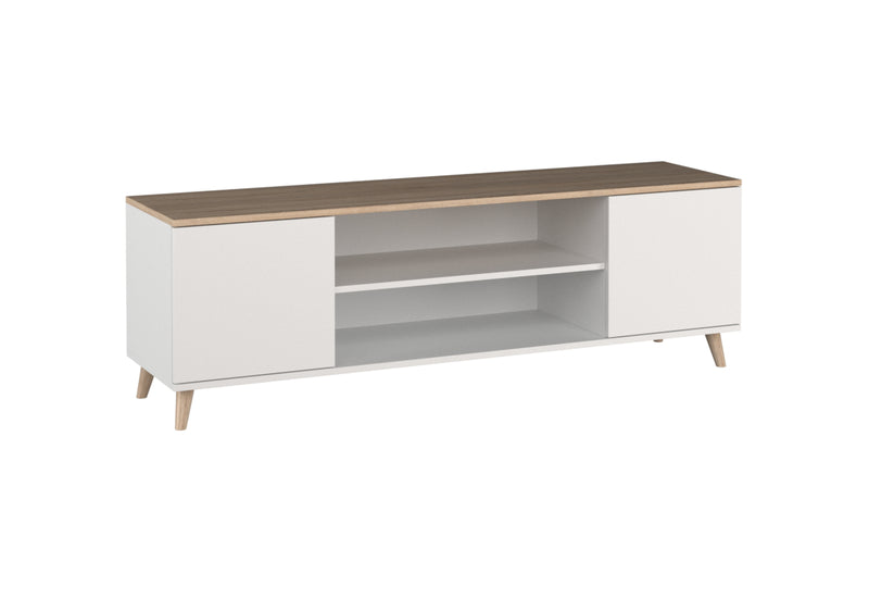 TV stolík ROXON, 155x50x40, biela/dub sonoma - - 0