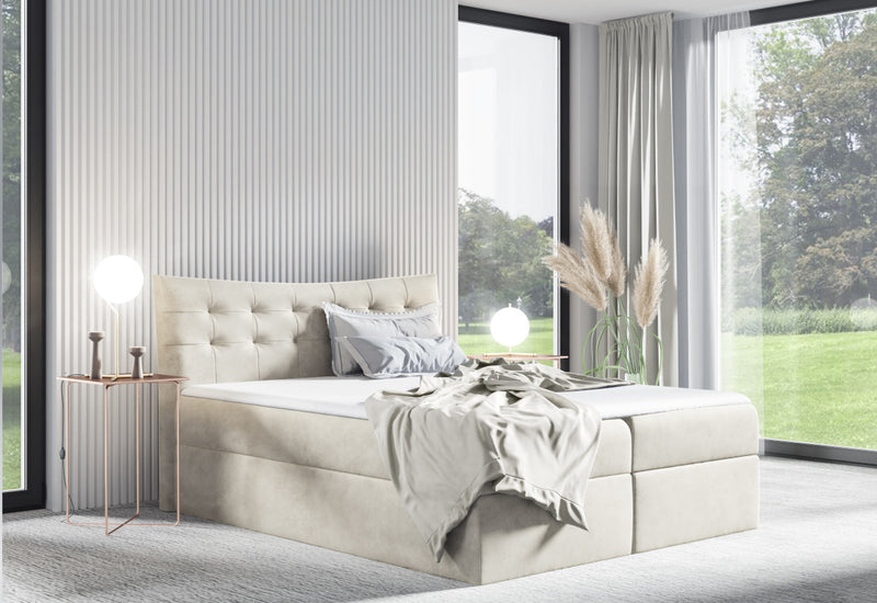 Čalúnená posteľ boxspring SALAMON + topper, 120x200, fuego 170 - - 0