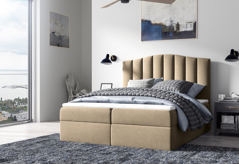 Čalúnená posteľ boxspring LINDE + topper, 120x200, casablanca 2303 - - 0