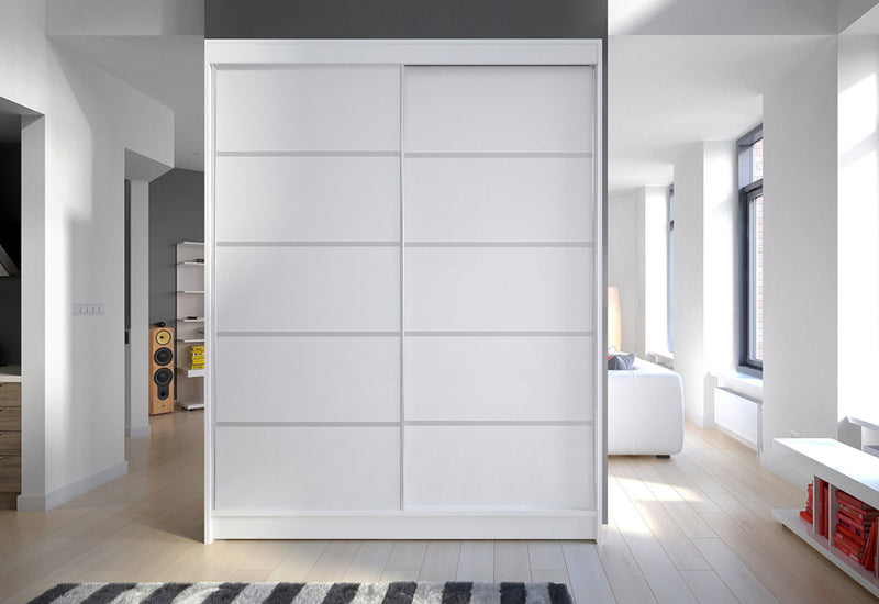Šatníková skriňa LAMINO IV, 150x200x58, biela - - 0