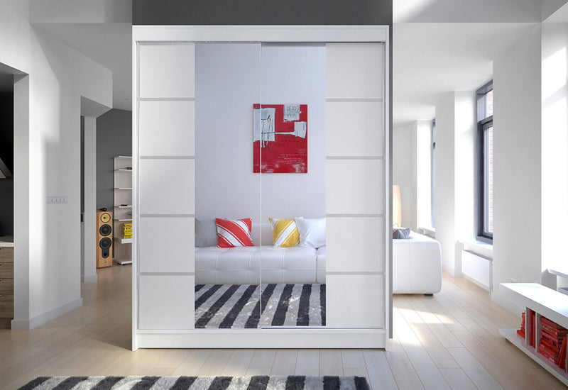 Šatníková skriňa LAMINO V, 150x200x58, biela - - 0