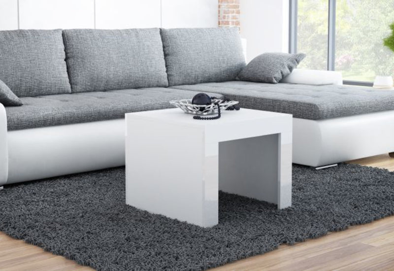 Konferečný stolík STRES, 60x50x59,6, biela/biela lesk - - 0