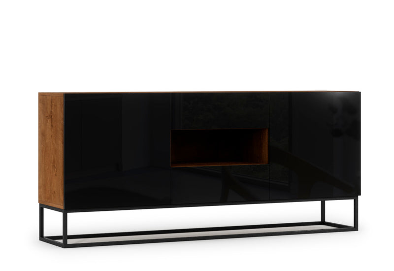 Komoda AVARIO B-KOM180, 180x80x40, dub artisan/čierna lesk - - 0