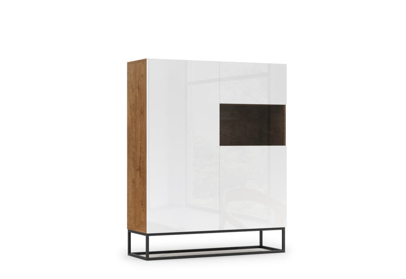 Vysoká komoda AVARIO 180, 120x140x40, dub artisan/biela lesk - - 0