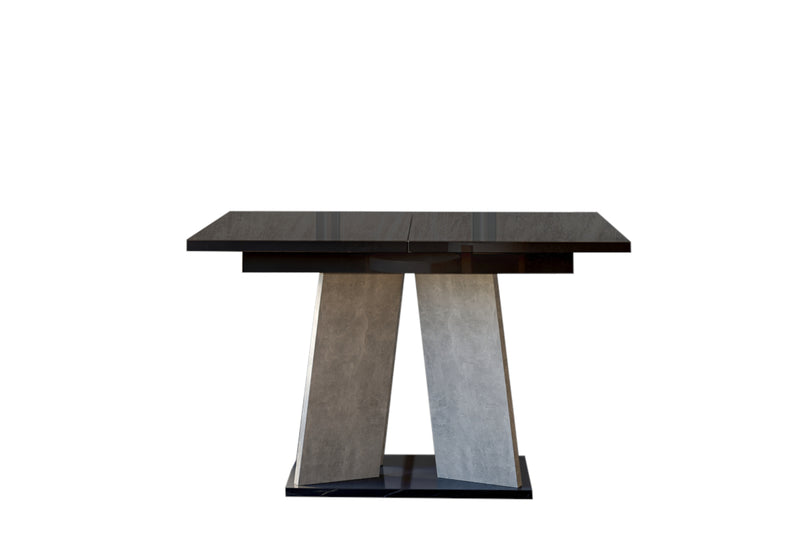 Rozkladací jedálenský stôl LUPO, 120/160x75x90, čierna lesk/kameň - - 0