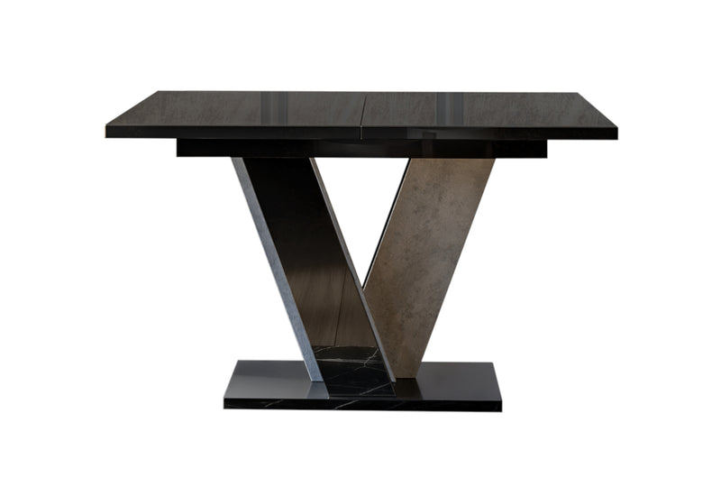 Rozkladací jedálenský stôl VINEA, 120/160x75x90, čierna lesk/kameň - - 0