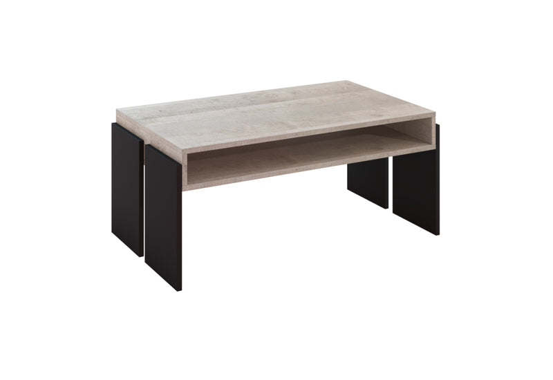 Konferenční stolík BRUMLA, 100x60x45, K355 platinum grange oak/čierna - - 0