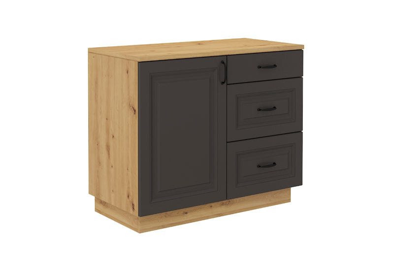 Komoda FLAVELA 1D3S, 100x84x50, grafit/dub artisan - - 0