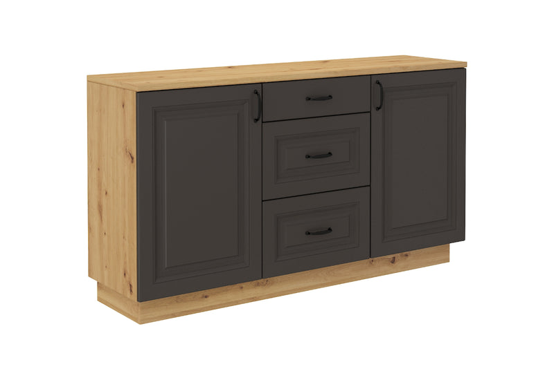 Komoda FLAVELA 2D3S, 150x84x50, grafit/dub artisan - - 0