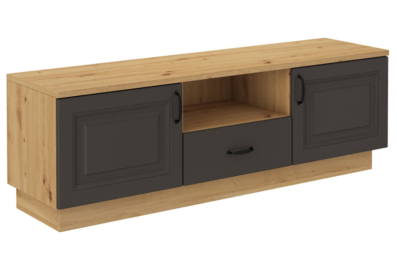 TV stolík FLAVELA 2D1S, 150x50x40,5, grafit/dub artisan - - 0
