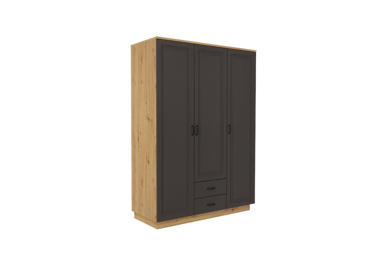 Skriňa FLAVELA 3D2S, 180x210x59,5, grafit/dub artisan - - 0