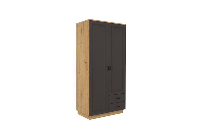 Skriňa FLAVELA 2D2S, 120x210x59,5, grafit/dub artisan - - 0