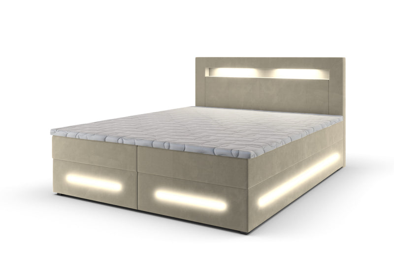 Čalúnená posteľ boxspring MINOR + topper, 140x200, monolith 02 - - 0