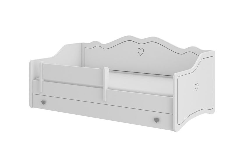 Detská posteľ MEKA A + matrac, 80x160, biela/sivá - - 0