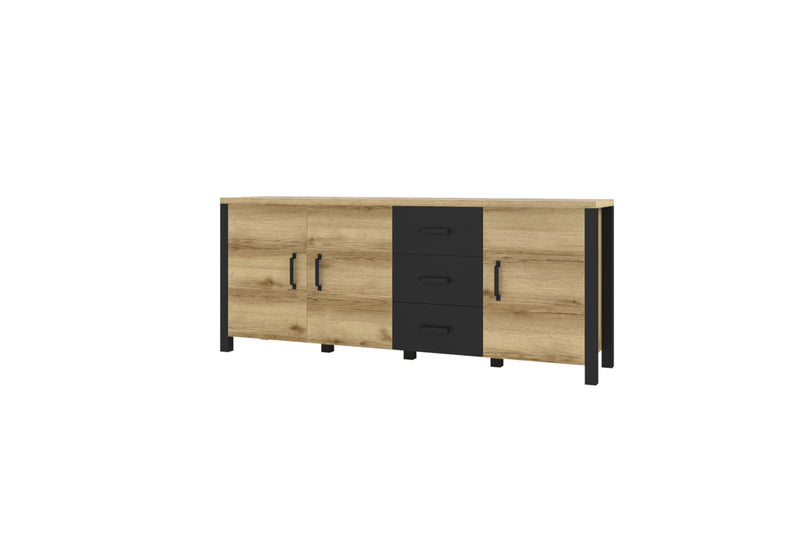 Komoda SILON 2, 192x79x43, dub/čierna - - 0