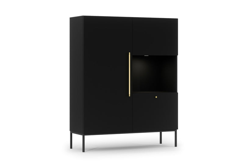 Vysoká komoda LANZA, 120x150x40, čierna - - 0