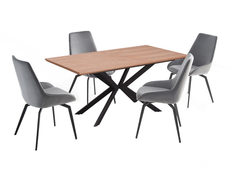 Rozkladací jedálenský stôl GARDA, 160-200x76x90, dub prírodný/čierna - - 0