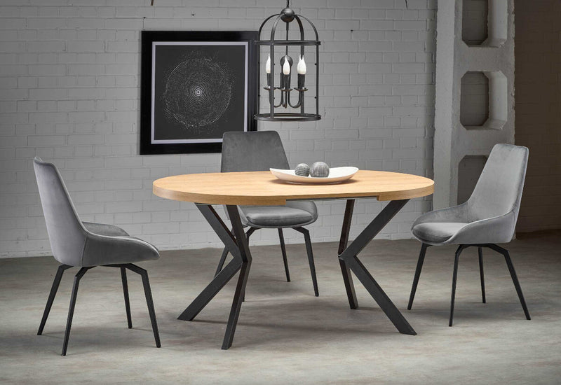 Rozkladací jedálenský stôl PERON, 100-250x75x100, dub zlatý/čierna - - 0