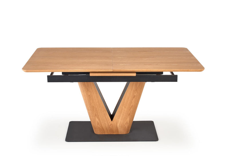 Rozkladací jedálenský stôl BERTON, 160-200x77x90, dub prírodný/čierna - - 0